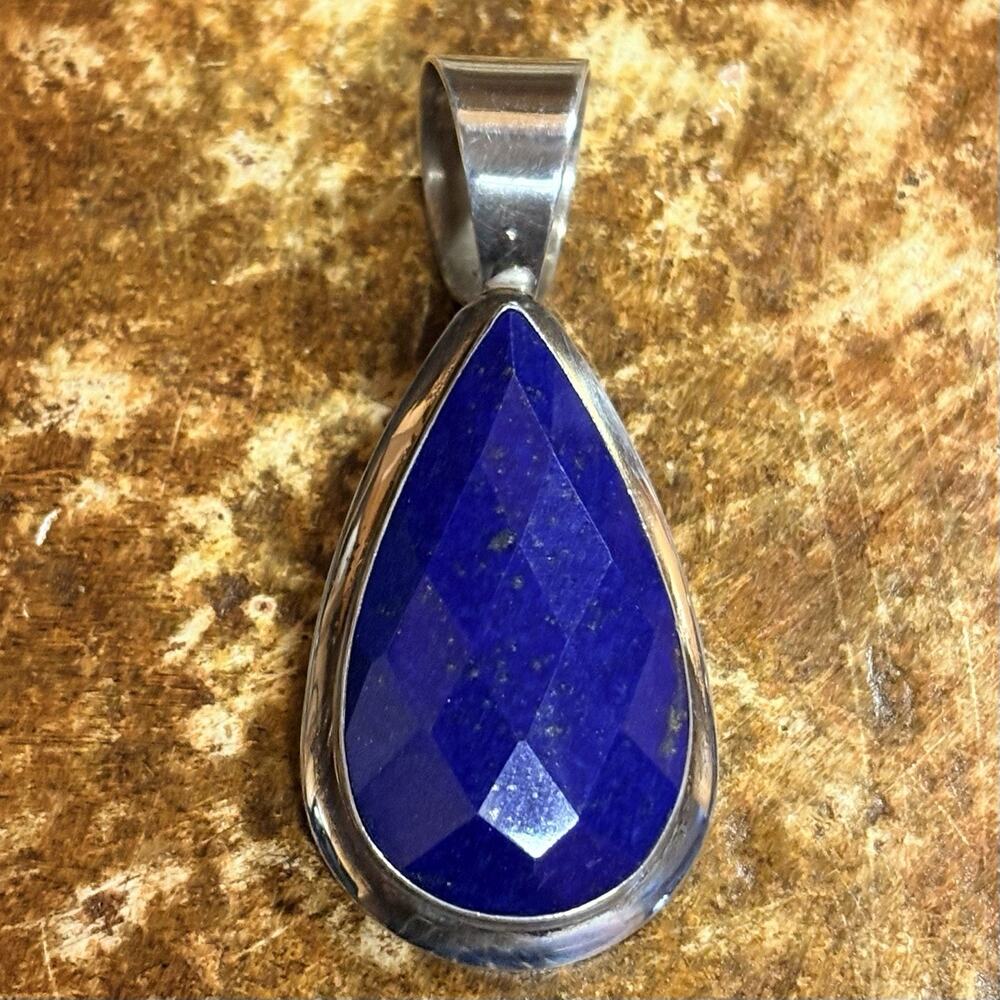 Jay King Pendant Sterling Silver and Lapis Lazuli Faceted Teardrop DTR